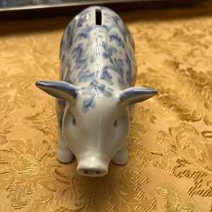 Andrea by Sadek Blue and White Ceramic Pig Piggy Bank